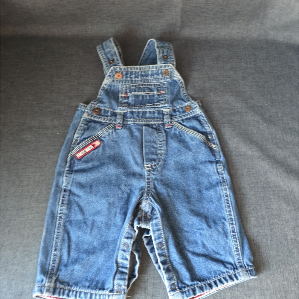 Baby Boy Indigo Blue Denim Overalls Size 0-3 Months Cotton First Mate Y2K Snap